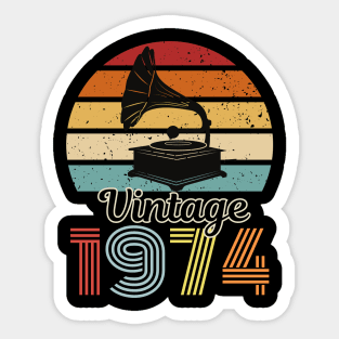 Vintage 1974 | 60 Years Old Gifts Vintage,A Classic Gramophone Design Sticker